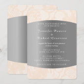 Peach Powder Lace Silver Wedding Royal Uitnodiging (Voorkant / Achterkant)