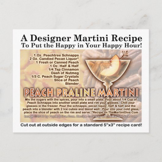 Peach Praline Martini Recept Briefkaart (Voorkant)
