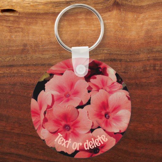 Peach Primrose Flowers Personalized Sleutelhanger (Voorkant)