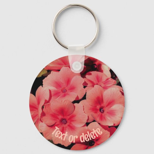 Peach Primrose Flowers Personalized Sleutelhanger (Achterkant)