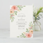 Peach Pristine Spring Wedding Kaart (Staand voorkant)