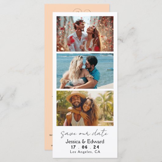 Peach Puff Save the Date Photo Booth QR-code (Voorkant / Achterkant)
