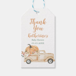 Peach Pumpkin Rustic Floral Truck Dank u Label Cadeaulabel