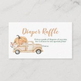 Peach Pumpkin Rustic Truck Diaper Raffle Informatiekaartje