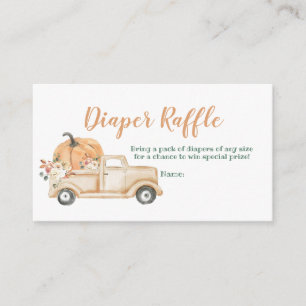 Peach Pumpkin Rustic Truck Diaper Raffle Informatiekaartje