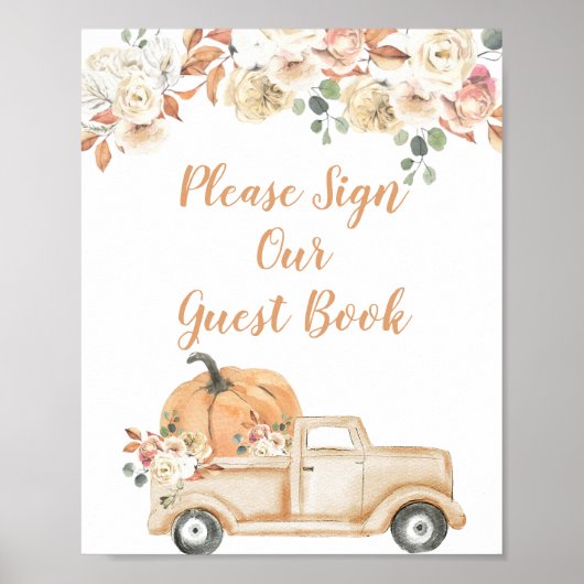 Peach Pumpkin Rustic Truck Gelieve onze gast te on Poster (Voorkant)