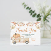 Peach Pumpkin Rustic Truck Greenery Baby shower Bedankkaart (Staand voorkant)