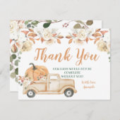 Peach Pumpkin Rustic Truck Greenery Baby shower Bedankkaart (Voorkant / Achterkant)