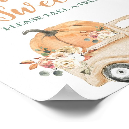 Peach Pumpkin Rustic Truck Love is Sweet Sign Poster (Hoek)