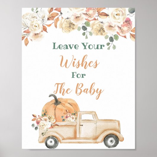 Peach Pumpkin Rustic Truck wenst Baby Poster (Voorkant)