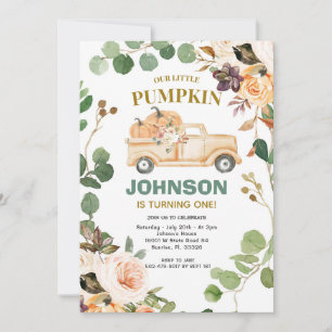 Peach Pumpkin Truck Party Herfst 1e verjaardag Kaart