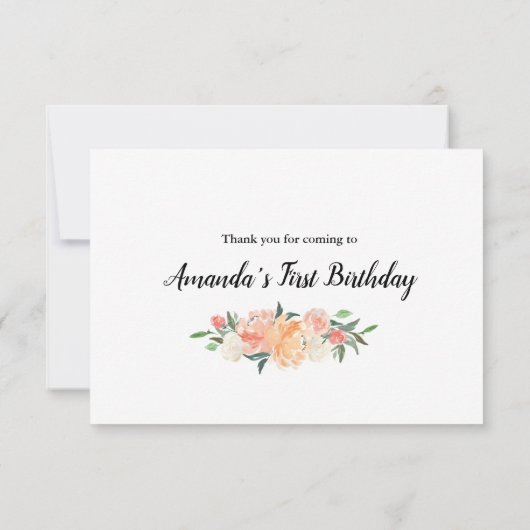 Peach Pumpkin Verjaardag Bedankt kaart (Achterkant)