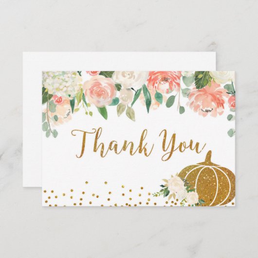 Peach Pumpkin Verjaardag Bedankt kaart (Voorkant / Achterkant)
