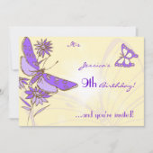 Peach Purple Butterfly Invitation Card Kaart (Voorkant)