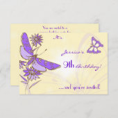 Peach Purple Butterfly Invitation Card Kaart (Voorkant / Achterkant)