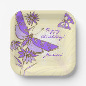 Peach Purple Butterfly Throw Pillow Papieren Bordje (Voorkant)