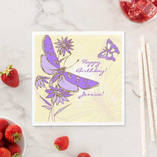 Peach Purple Butterfly Throw Pillow Servet (Insitu)