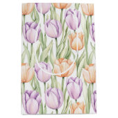 Peach Purple Tulip Pattern Elegant Spring Floral Medium Cadeauzakje (Voorkant)