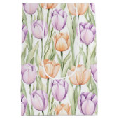 Peach Purple Tulip Pattern Elegant Spring Floral Medium Cadeauzakje (Achterkant)