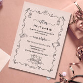 Peach Ramadan Bow doodle ramadan iftar invitation Kaart