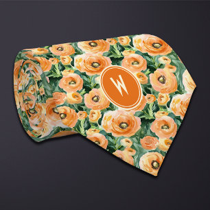 Peach Ranunculus Floral Stropdas