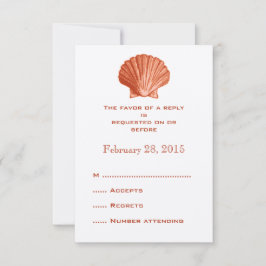Peach Rattan Seashell Wedding Reply RSVP-kaarten RSVP Kaartje