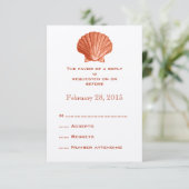 Peach Rattan Seashell Wedding Reply RSVP-kaarten RSVP Kaartje (Staand voorkant)