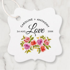 Peach Red Floral Waterverf Weddenschap Bedankt Bedankjes Labels