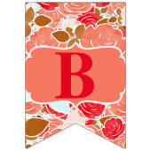 Peach Red Gold Rozen Floral Valentijnsdag Party Vlaggetjes (Eerste vlag)