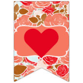 Peach Red Gold Rozen Floral Valentijnsdag Party Vlaggetjes (Derde vlag)