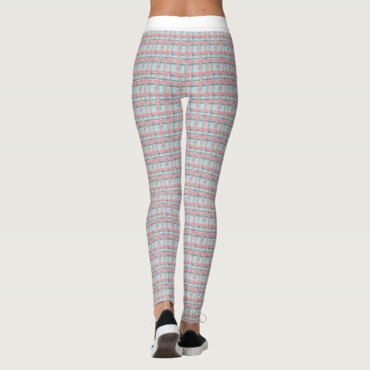 Peach Red Green Tartan Pattern Jogging Leggings (Achterkant)