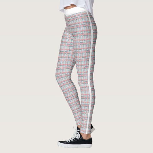 Peach Red Green Tartan Pattern Jogging Leggings (Links)