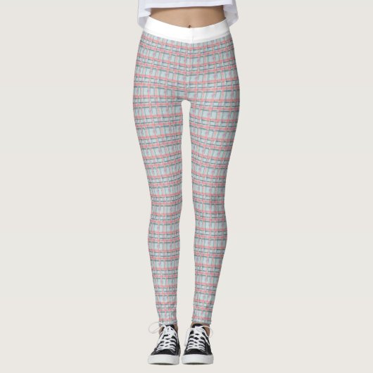 Peach Red Green Tartan Pattern Jogging Leggings (Voorkant)