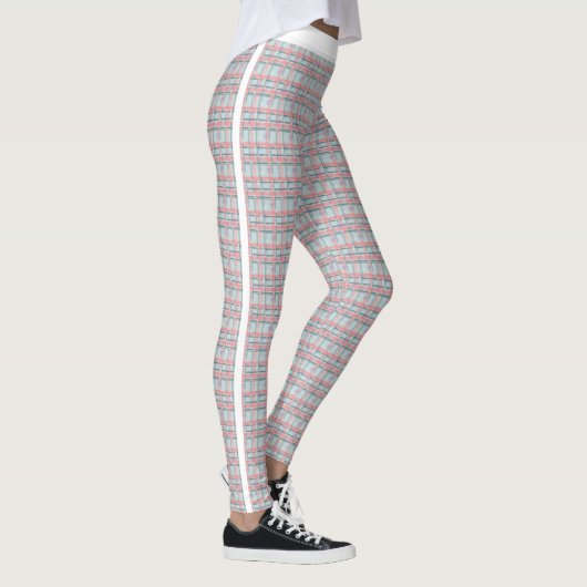 Peach Red Green Tartan Pattern Jogging Leggings (Rechts)
