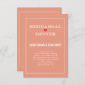 Peach Red Heart Wedding Rehearsal Dinner Invites Kaart (Voorkant / Achterkant)