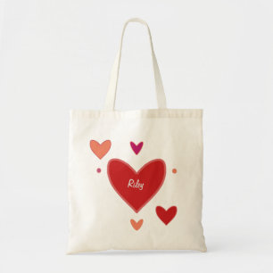  Peach & Red Large Heart Valentijn's Day Tote Bag