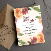 Peach Red Summer Floral Save the date Uitnodiging