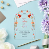 Peach Red Wildflowers Wedding Acryl Uitnodigingen (Insitu (Huwelijk))