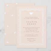 Peach Regency Afternoon Tea Bruids/Trouwdouche Kaart (Voorkant / Achterkant)