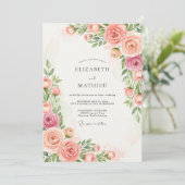 Peach Resplendent Spring Wedding Kaart (Staand voorkant)