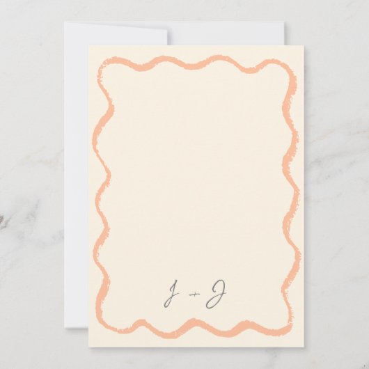Peach Retro Champagne Tower Hand getrokken bruilof Kaart (Achterkant)