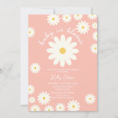 Peach Retro Groovy Daisy Baby in Bloom Shower Kaart (Voorkant)