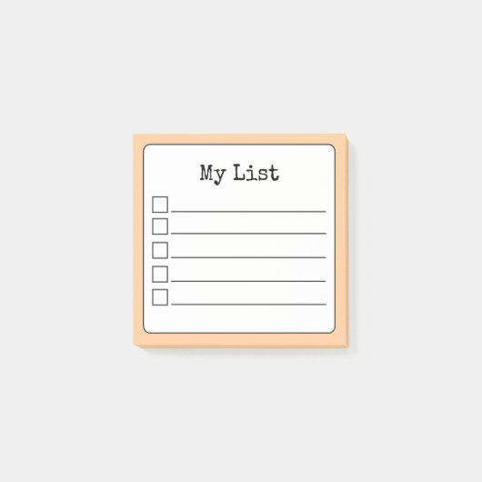 Peach Retro Lined Checklist Post-it® Notes (Voorkant)