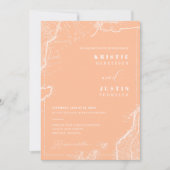 Peach Retro Reizen QR Code Foto Bruiloft Kaart (Voorkant)