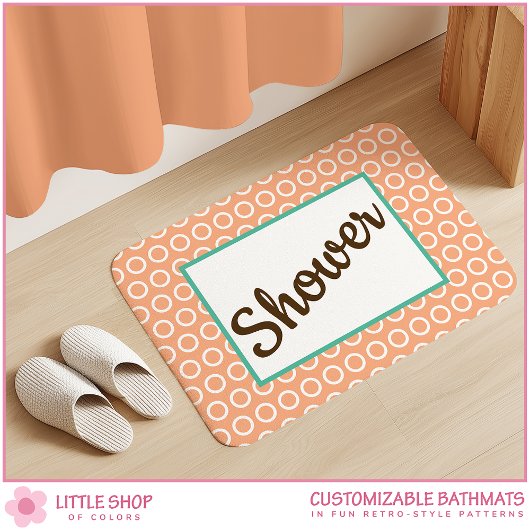 Peach Retro-Style Circle Pattern Customizable Badmat