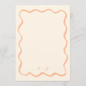 Peach Retro Wavy Squiggle Handgeschreven bruiloft Menu (Achterkant)