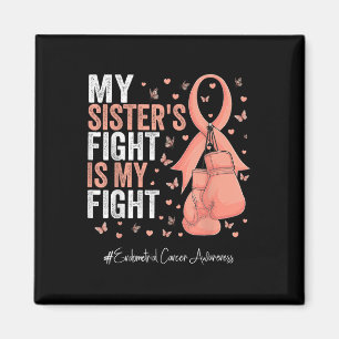 Peach Ribbon Sister Endometrial Cancer Awareness Magneet