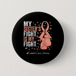 Peach Ribbon Sister Endometrial Cancer Awareness Ronde Button 5,7 Cm
