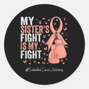 Peach Ribbon Sister Endometrial Cancer Awareness Ronde Sticker