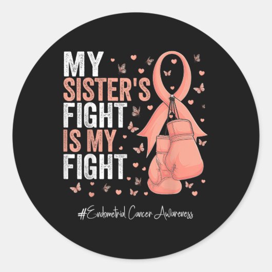 Peach Ribbon Sister Endometrial Cancer Awareness Ronde Sticker (Voorkant)
